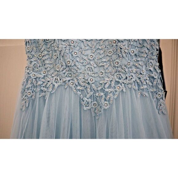 Say Yes to the Prom Junior's Sz 5 Sky Blue Embellished V-Neck V-Back Gown $189 - Picture 5 of 7